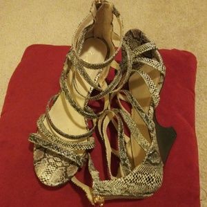 New York &co Sandals python straps wedge heel